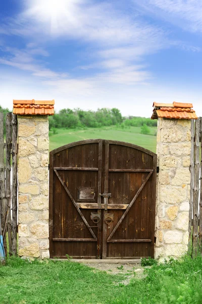 Wooden retro door — Stock Photo, Image