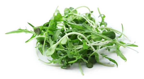 Frischer gemischter grüner Salat isoliert auf weiß — Stockfoto