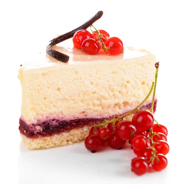 Lekker stukje cheesecake met bessen — Stockfoto