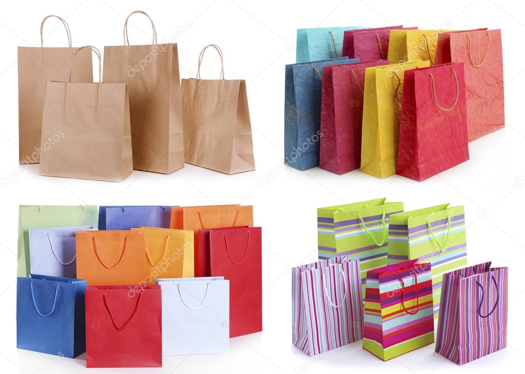 Paper shopping bags isolated on white