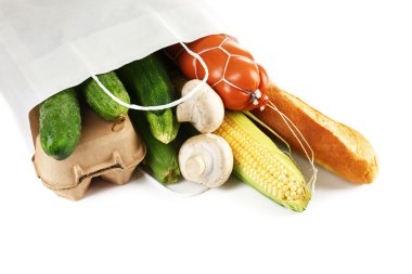 kesekağıdı üzerine beyaz izole gıda ile