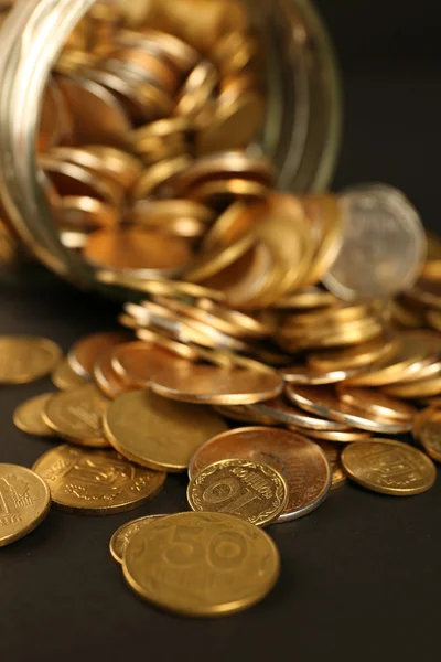 Glass jar with coins — Stock Photo, Image