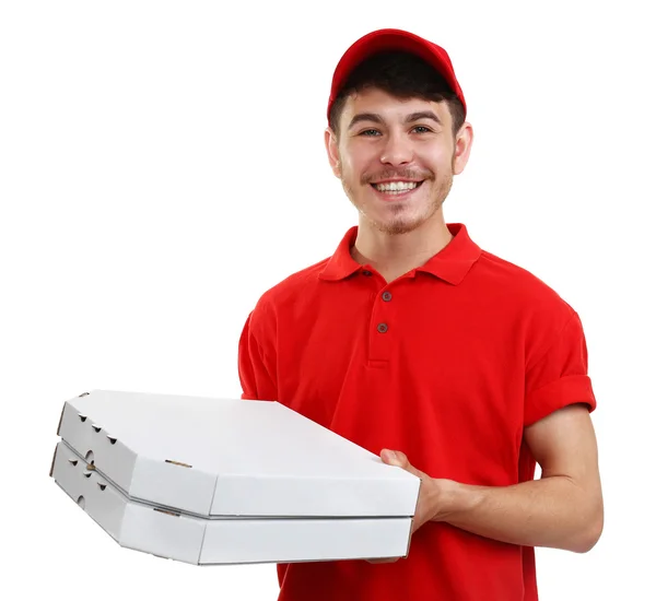 Delivery boy with pizza — Stock Photo, Image