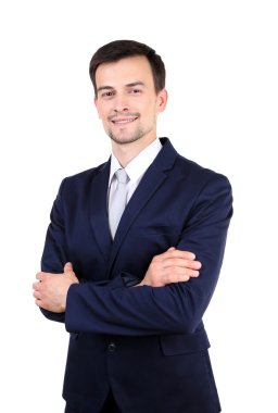 beyaz izole takım elbiseli şık adam