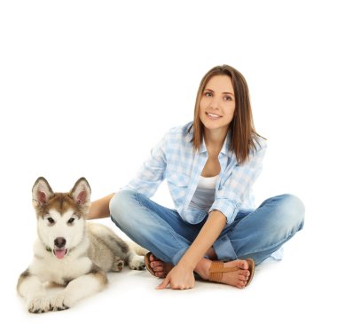 Malamute köpek kadınla