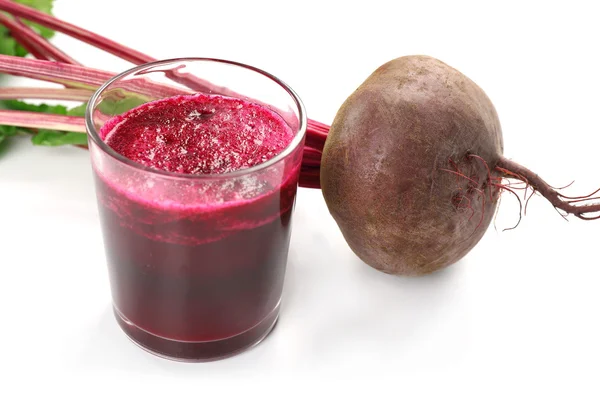 Glass of beet juice with vegetables isolated on white — Stock Photo, Image