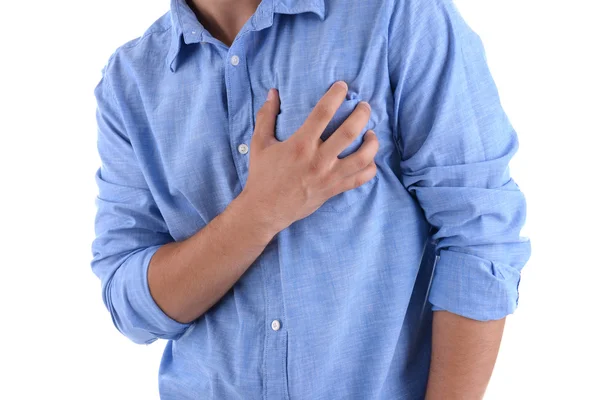Homem com dor no peito — Fotografia de Stock