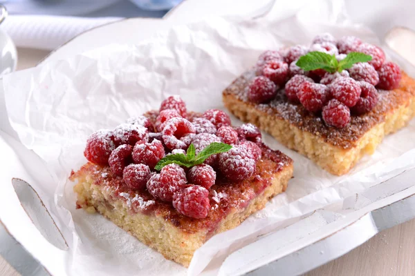 Fresh pie with raspberry — Stock Photo, Image