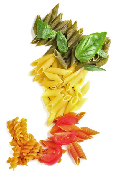 Karta över Italien med ingredienser från det italienska köket — Stockfoto