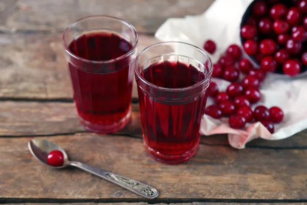 Two glasses with cherry juice — Stock Photo, Image