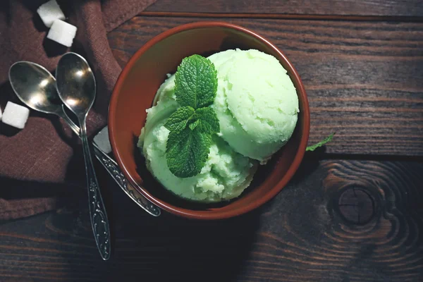 Homemade mint ice-cream