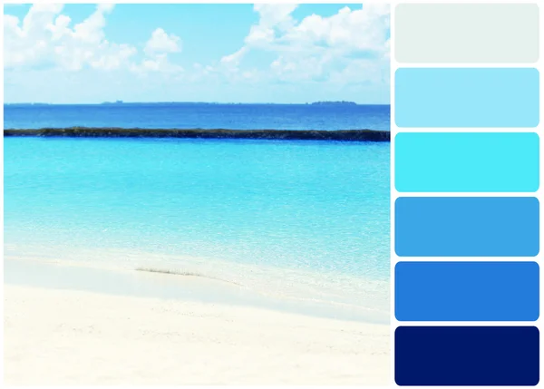 View of beautiful blue ocean water in resort and palette of colors