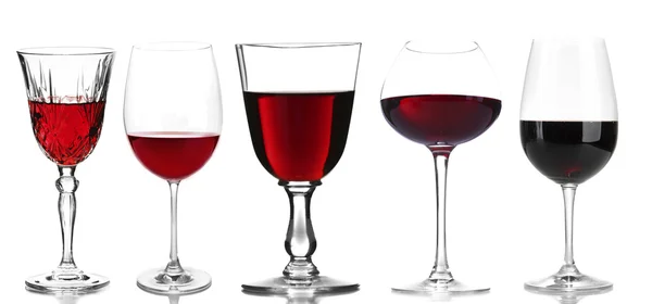 Wineglasses with different wine, isolated on white — Stock Photo, Image