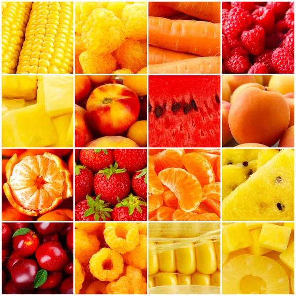Collage with tasty fruits and vegetables — Stock Photo, Image
