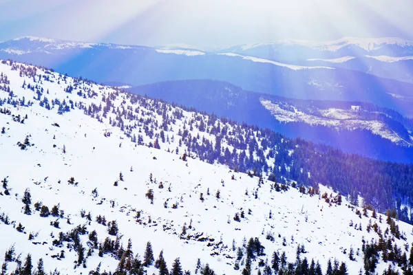 Snowy mountains in wintertime — Stock Photo, Image