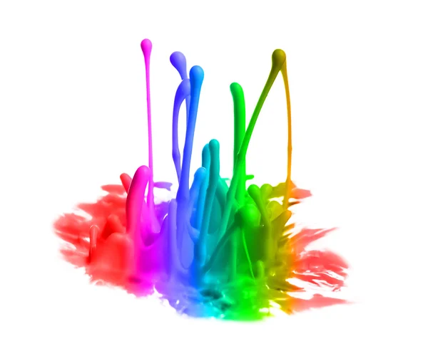 Explosies van kleur verf geïsoleerd op wit — Stockfoto