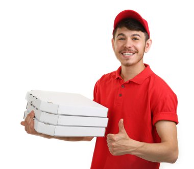 servis elemanı üzerinde beyaz izole karton pizza kutusu