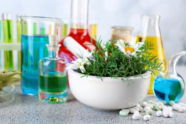 Harç, test tüpleri otlar