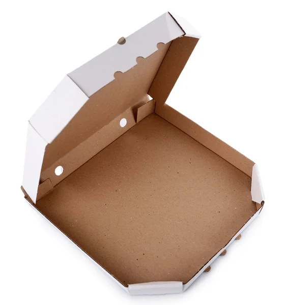 Коробка пиццы изолированы на белый — стоковое фото