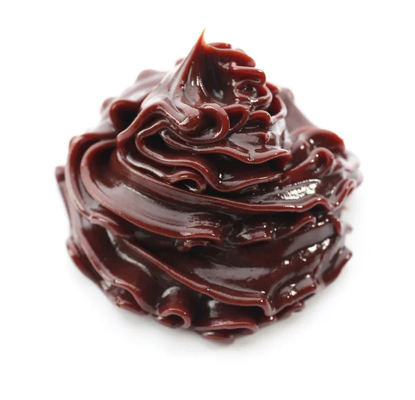Delicious chocolate cream isolated on white — Stock Photo, Image