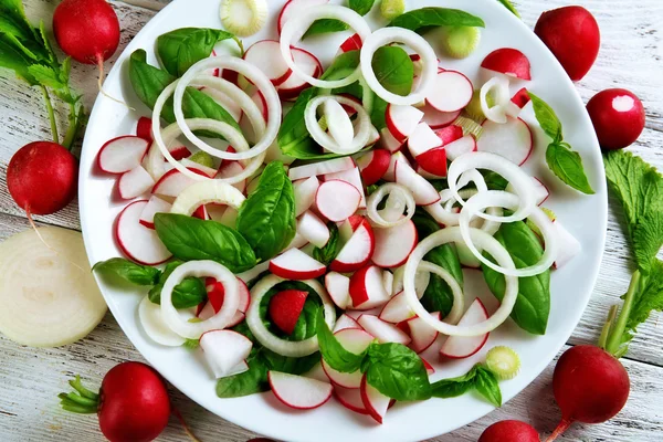 Fresh vegetable salad on table close up — Stock Photo, Image