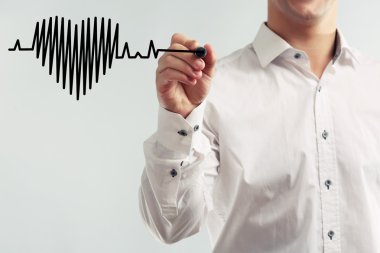 Adam kalp gri arka plan üzerinde çizim