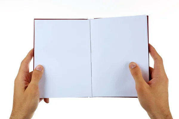 Mannelijke handen met boek geïsoleerd op wit — Stockfoto