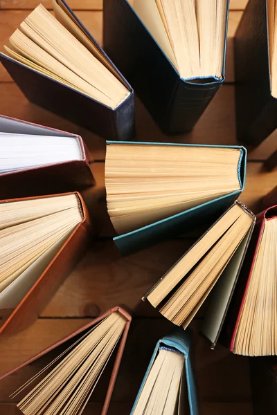 Heart of books, on wooden background — Stock Photo, Image