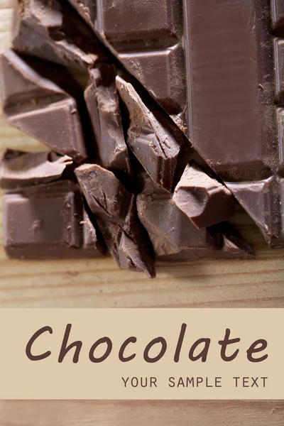 Posiekane pasek czekolady i miejsca na tekst — Zdjęcie stockowe