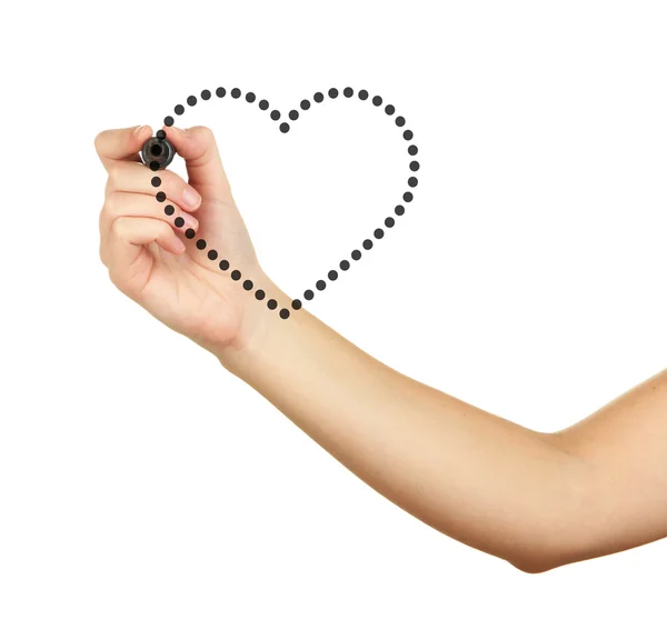 Female hand  drawing heart — Stock Photo, Image