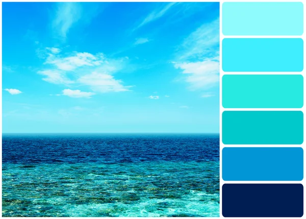 Oceano acqua sopra sfondo cielo blu e tavolozza di colori — Foto Stock