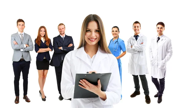 Group Medical Workers Isolated White — Stock Photo, Image