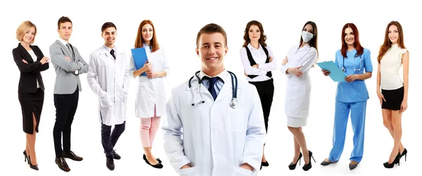 Group Medical Workers Isolated White — Stock Photo, Image