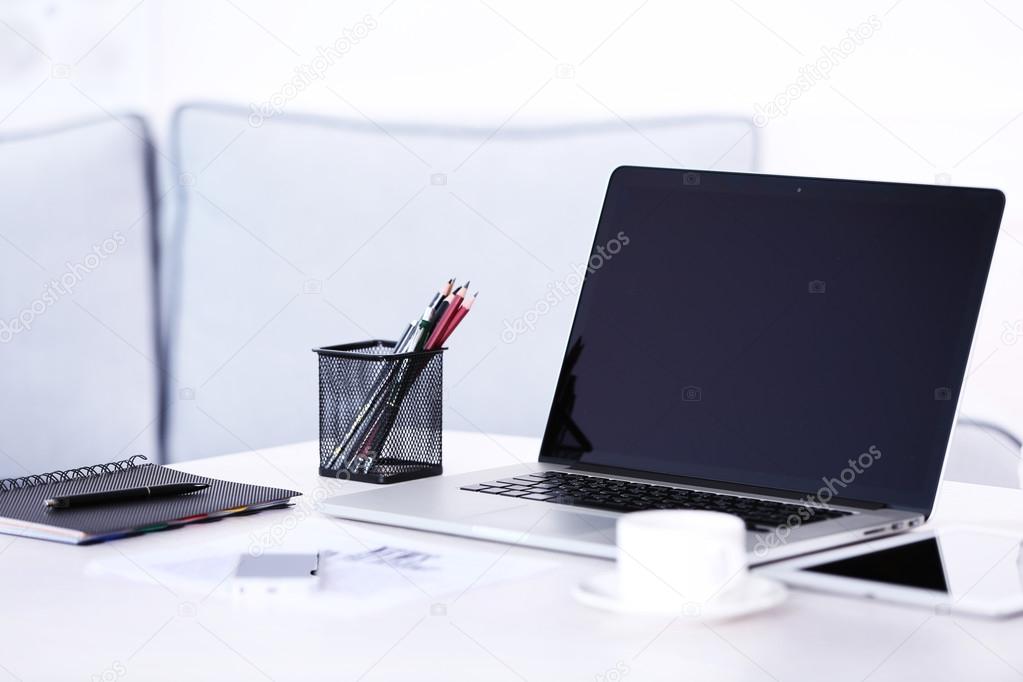 Modern workplace with laptop