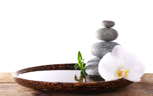 Spa stones with orchid and bamboo — Stock Photo, Image