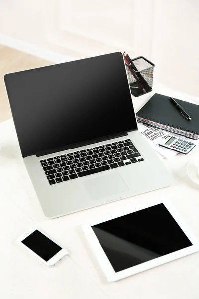 Modern workplace with laptop — Stock Photo, Image