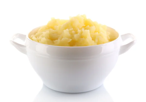 Mashed potatoes in bowl isolated on white — Stock Photo, Image