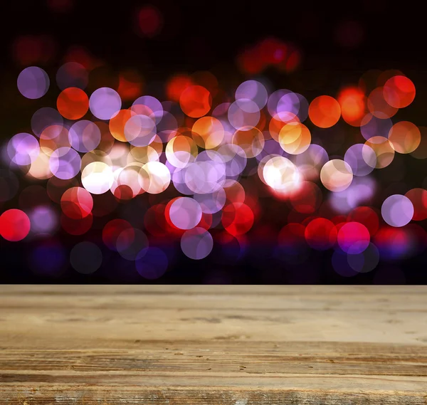 Wooden table  with abstract  blur background — Stock Photo, Image