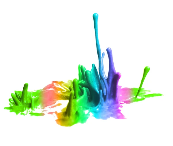 Explosões de tintas coloridas isoladas em branco — Fotografia de Stock
