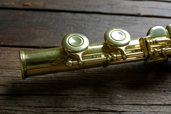 Flute on wooden background — Stock Photo, Image