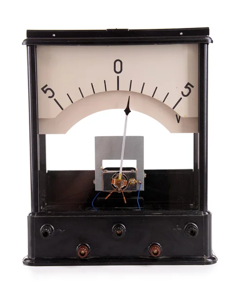 Vintage voltmeter isolated on white — Stock Photo, Image