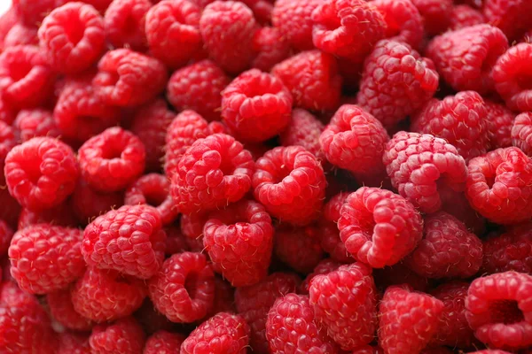 Haufen süßer roter Himbeeren aus nächster Nähe — Stockfoto