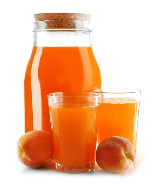 Персиковый сок изолирован на белом — стоковое фото