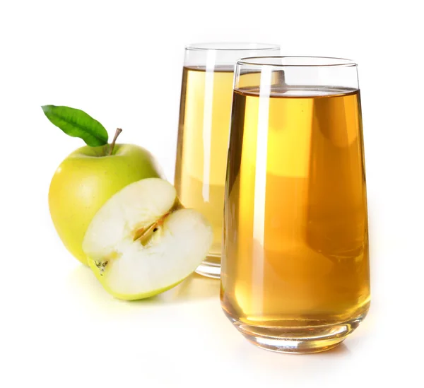 Bicchiere di succo di mela isolato su bianco — Foto Stock
