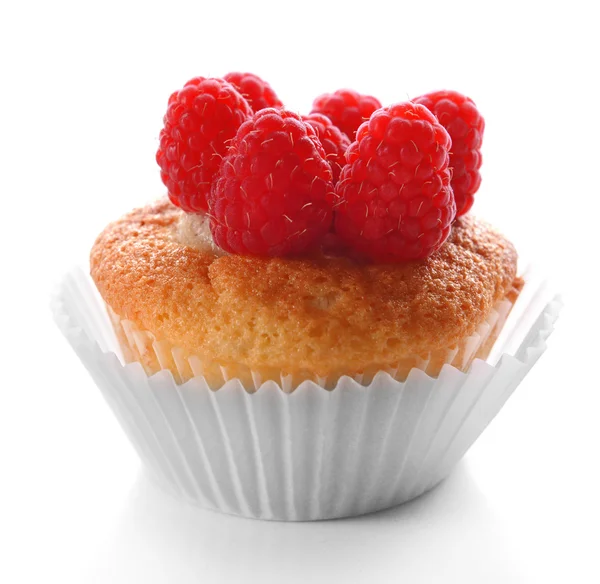 Delicious cupcake with berries isolated on white — Stock Photo, Image