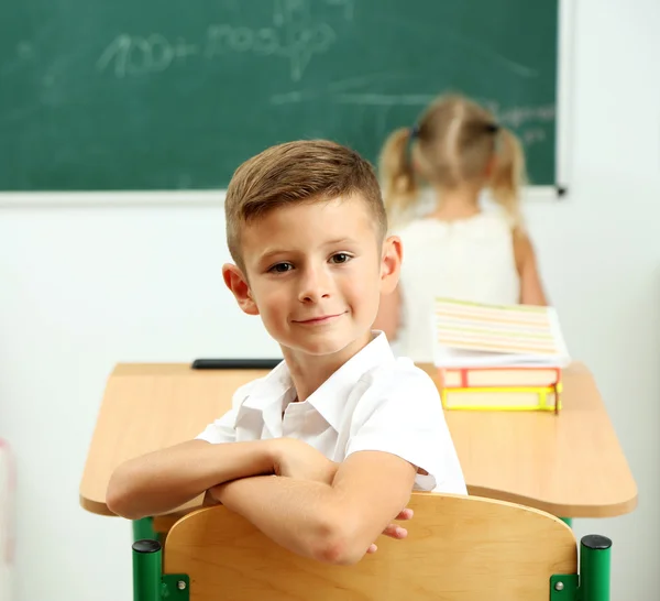 Portrait of happy pupil at lesson — Stock Photo, Image