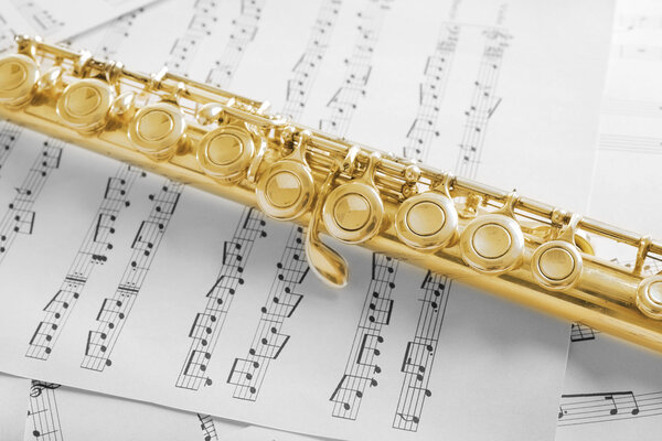 Flute on music notes 