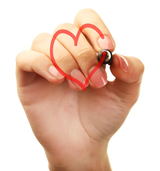 Female hand  drawing heart — Stock Photo, Image