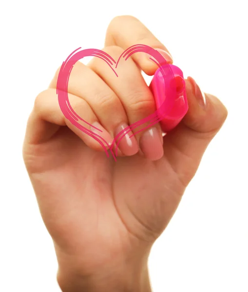 Female hand  drawing heart — Stock Photo, Image