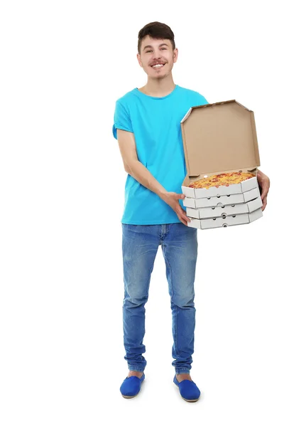 Delivery boy with pizza — Stock Photo, Image